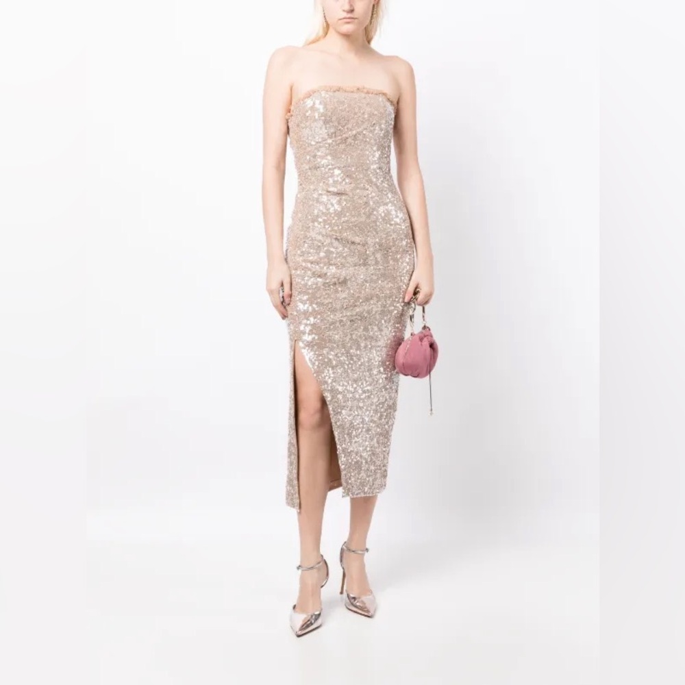 Needle And Thread New Stellar Gloss Strapless Dress Size US 10 $2,043.00 In Gold